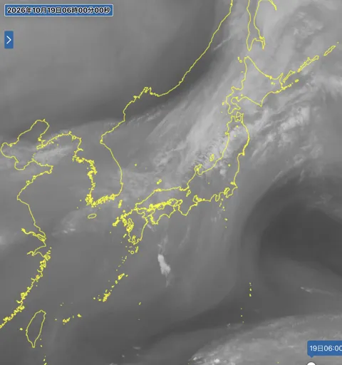 2026年10月19日6時の日本周辺の衛星水蒸気画像