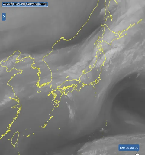 2026年10月19日9時の日本周辺の衛星水蒸気画像