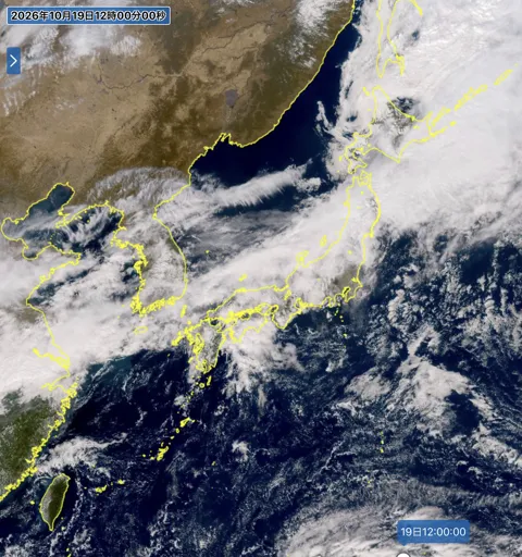 2026年10月19日12時の日本周辺の衛星可視画像