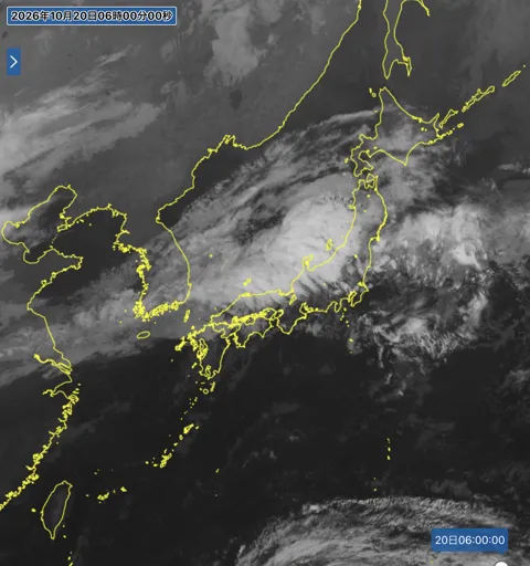 2026年10月20日6時の日本周辺の衛星赤外画像