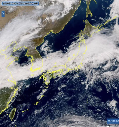 2026年10月20日12時の日本周辺の衛星可視画像