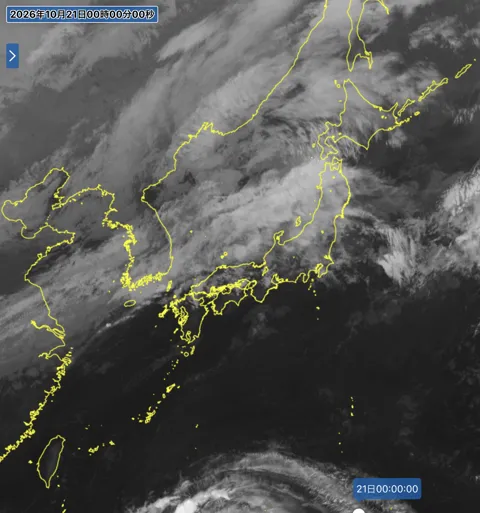 2026年10月20日24時の日本周辺の衛星赤外画像