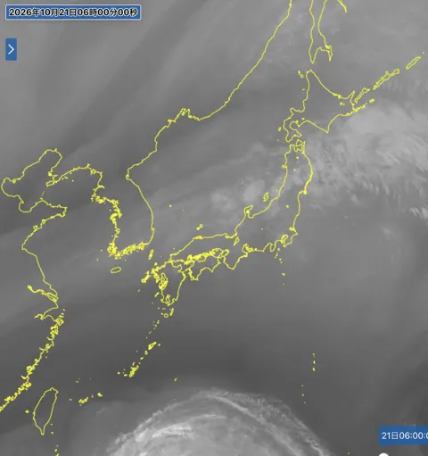 2026年10月21日6時の日本周辺の衛星水蒸気画像