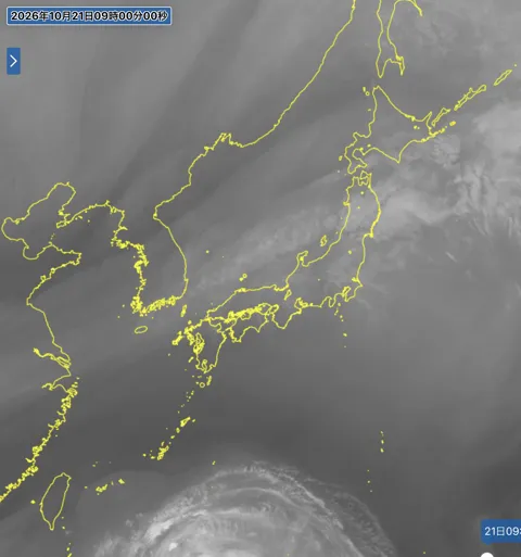 2026年10月21日9時の日本周辺の衛星水蒸気画像