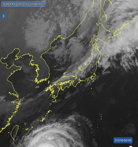 2026年10月21日18時の日本周辺の衛星赤外画像
