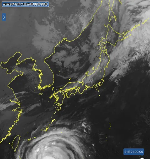 2026年10月21日21時の日本周辺の衛星赤外画像