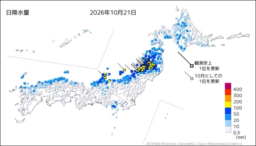 日本のアメダス日降水量の図