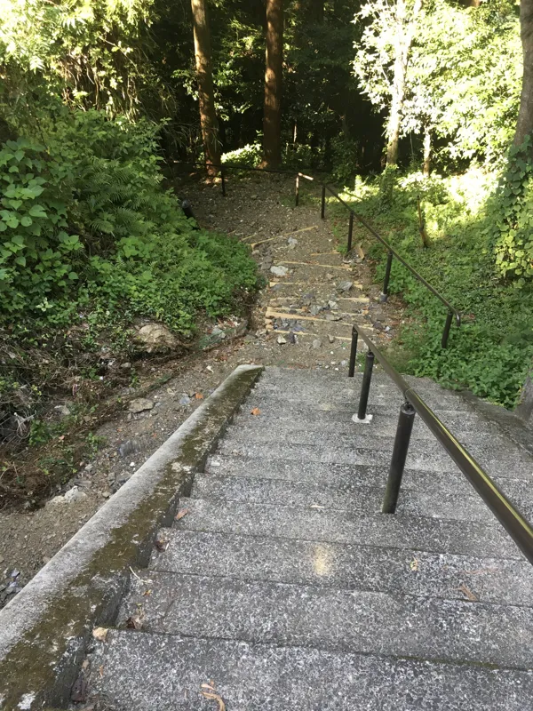 看板の横の階段の写真
