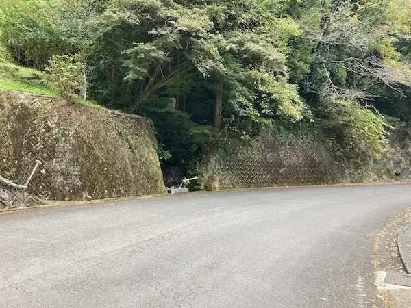下園妙見様湧水の手前の道の写真