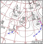 3月24日21時の地上天気図