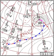 6月9日21時の地上天気図