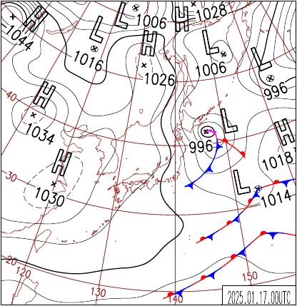 2025年1月17日9時の地上天気図
