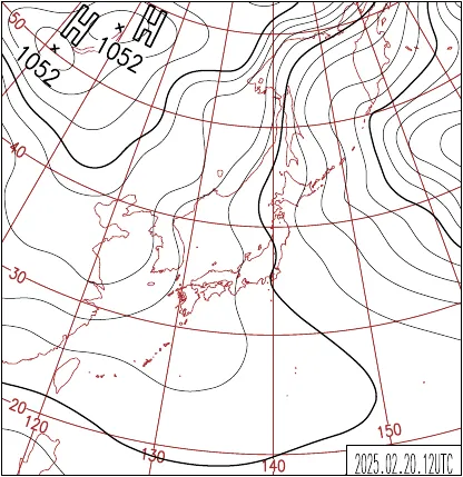 2025年2月20日21時の地上天気図