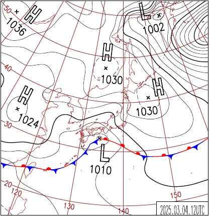 2025年3月4日21時の地上天気図
