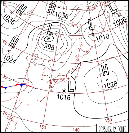 2025年3月12日9時の地上天気図