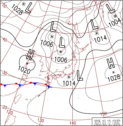 2025年3月12日21時の地上天気図