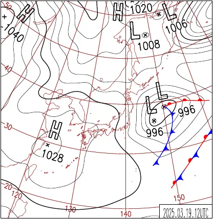 2025年3月19日21時の地上天気図