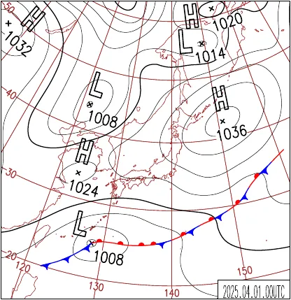 2025年4月1日9時の地上天気図