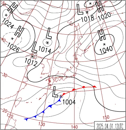 2025年4月1日21時の地上天気図