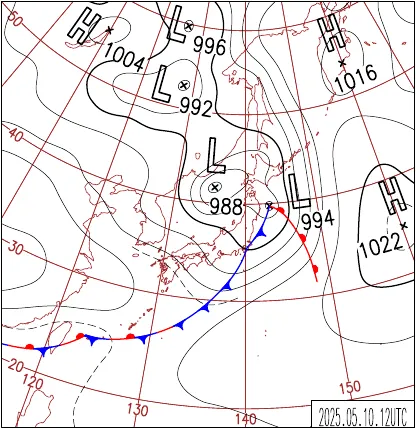 2025年5月10日21時の地上天気図