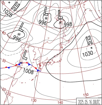 2025年5月16日9時の地上天気図