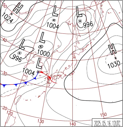 2025年5月16日21時の地上天気図
