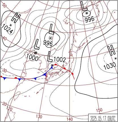 2025年5月17日9時の地上天気図