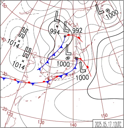 2025年5月17日21時の地上天気図