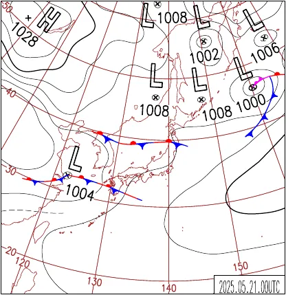2025年5月21日9時の地上天気図