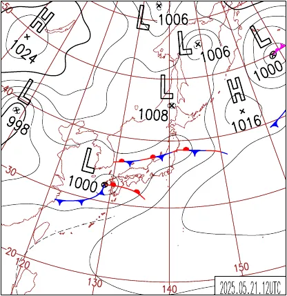 2025年5月21日21時の地上天気図