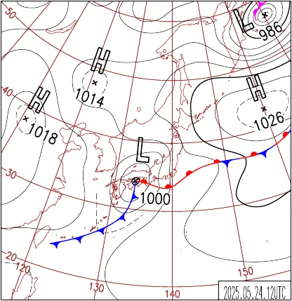 2025年5月24日21時の地上天気図