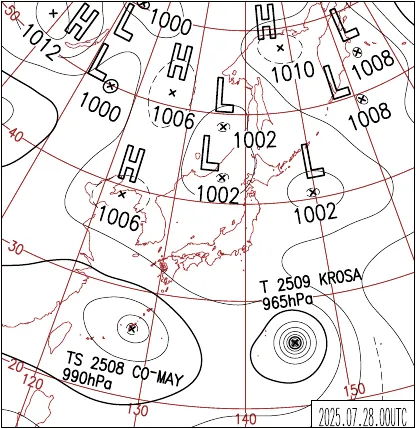 2025年7月28日9時の地上天気図