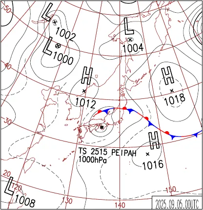 2025年9月5日9時の地上天気図