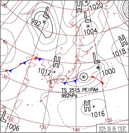 2025年9月5日21時の地上天気図