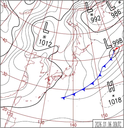 2026年1月6日9時の地上天気図
