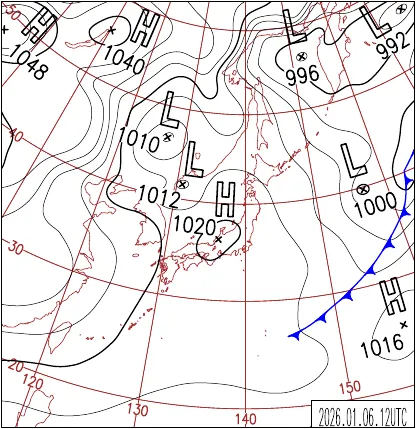 2026年1月6日21時の地上天気図