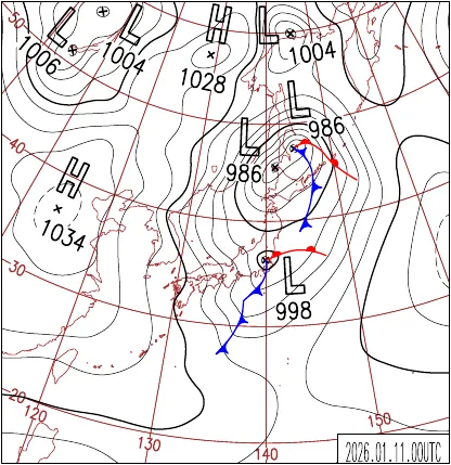 2026年1月11日9時の地上天気図