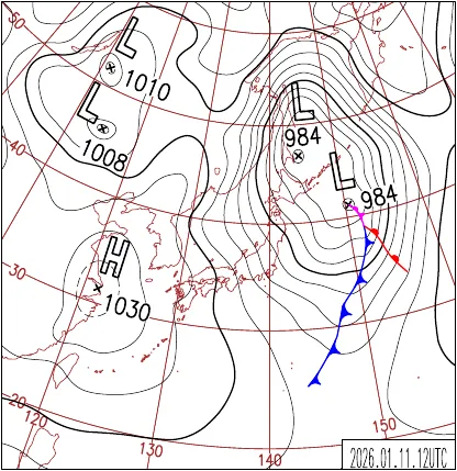 2026年1月11日21時の地上天気図