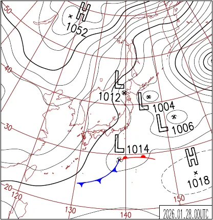 2026年1月28日9時の地上天気図
