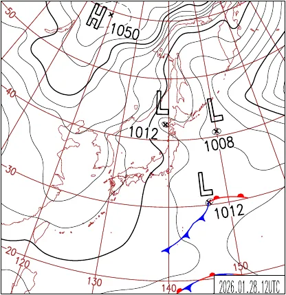 2026年1月28日21時の地上天気図