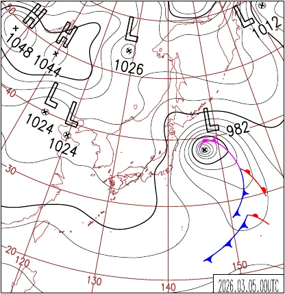 2026年3月5日9時の地上天気図