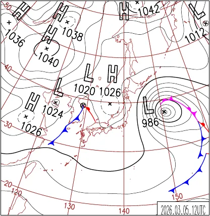 2026年3月5日21時の地上天気図