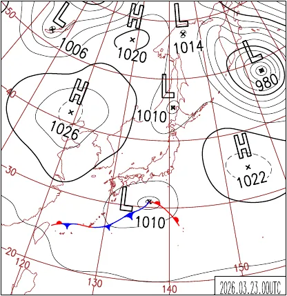 2026年3月23日9時の地上天気図