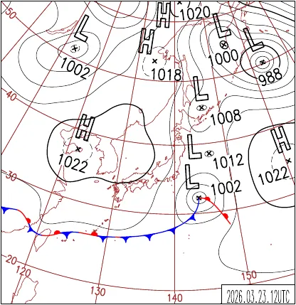 2026年3月23日21時の地上天気図