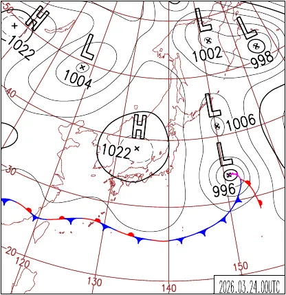 2026年3月24日9時の地上天気図