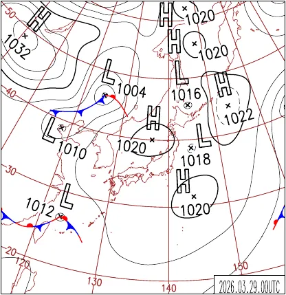 2026年3月29日9時の地上天気図