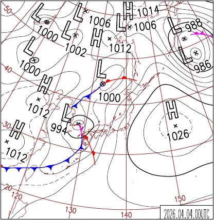 2026年4月4日9時の地上天気図