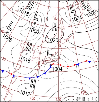 2026年4月15日21時の地上天気図