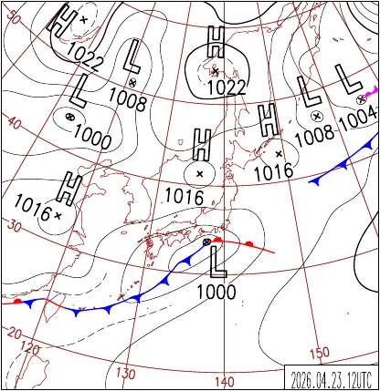 2026年4月23日21時の地上天気図