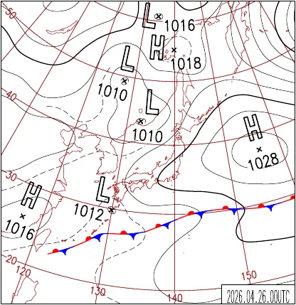 2026年4月26日9時の地上天気図